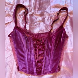 Victoria Secret Dream Angels Pink Velvet Corset Top